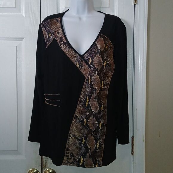 Frank Lyman Design snakeskin print long sleeve tunic Sz 20 NWOT - Picture 1 of 7